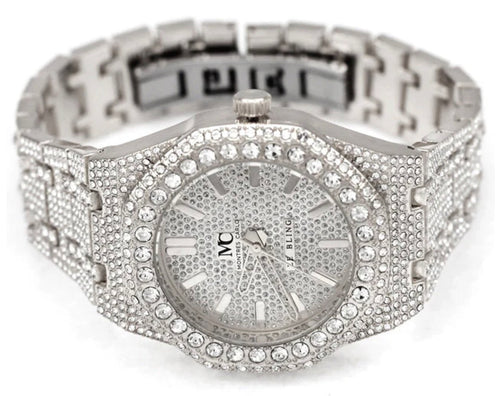 Montres Carlo Iced Out Metal Band Watch (50773)