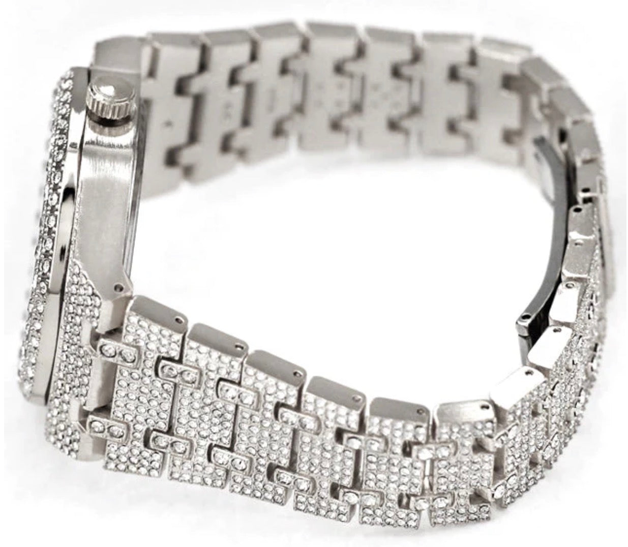 Montres Carlo Iced Out Metal Band Watch (50773)